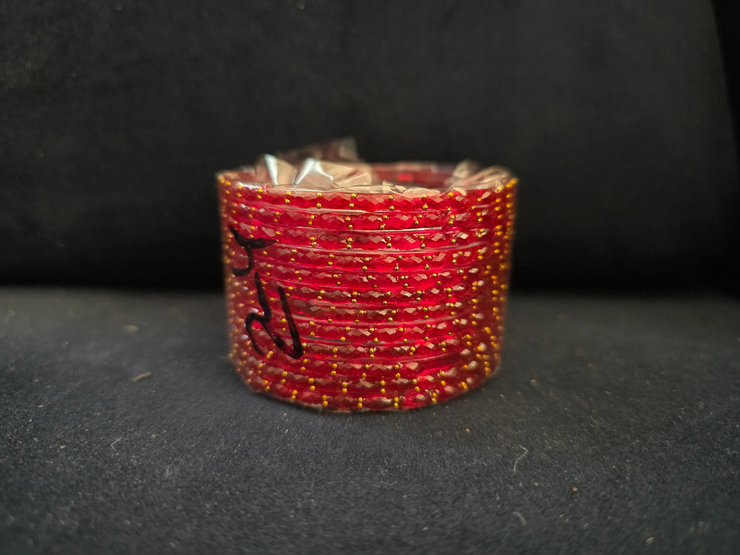 Raindrop style Glass bangles red color 1 dozen (12nos.)