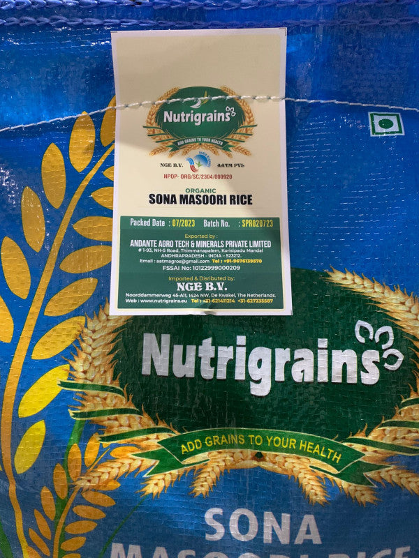 Nutrigrains Organic Sonamasoori Rice-10KG