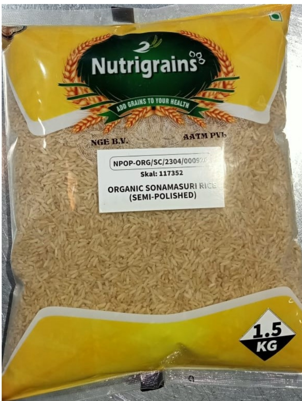 Semi Polished Nutrigrains Organic Brown Rice 1.5kg