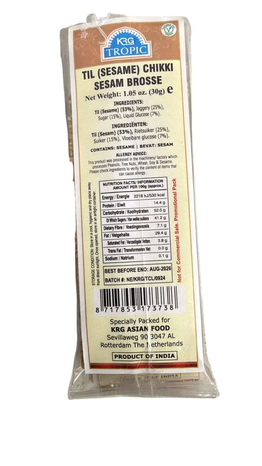 KRG Til/Sesame gajak chikki 6x30gm.