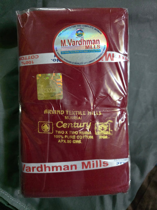 Maroon red, Cotton unstitched blouse piece cloth 80cms.