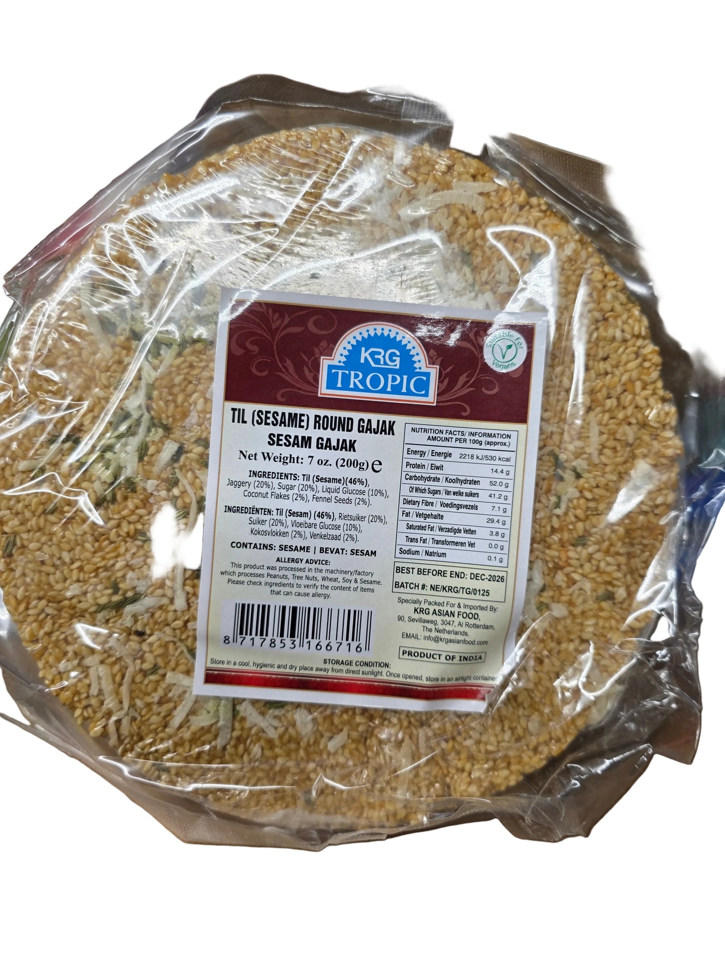 KRG Til/Sesame gajak chikki round 200g.