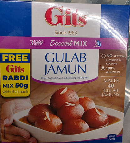 Gits Gulab jamun powder 200g+free rabdi mix 50g